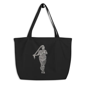 " 4 /7 Deadly sins " Front Print, white ink Large organic tote bag