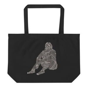 " 5/7 Deadly sins " Front Print, White Ink Large organic tote bag