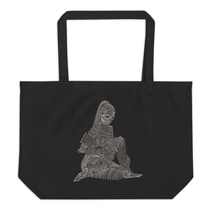 " 2/7 Deadly sins " Front Print , White Ink Large organic tote bag